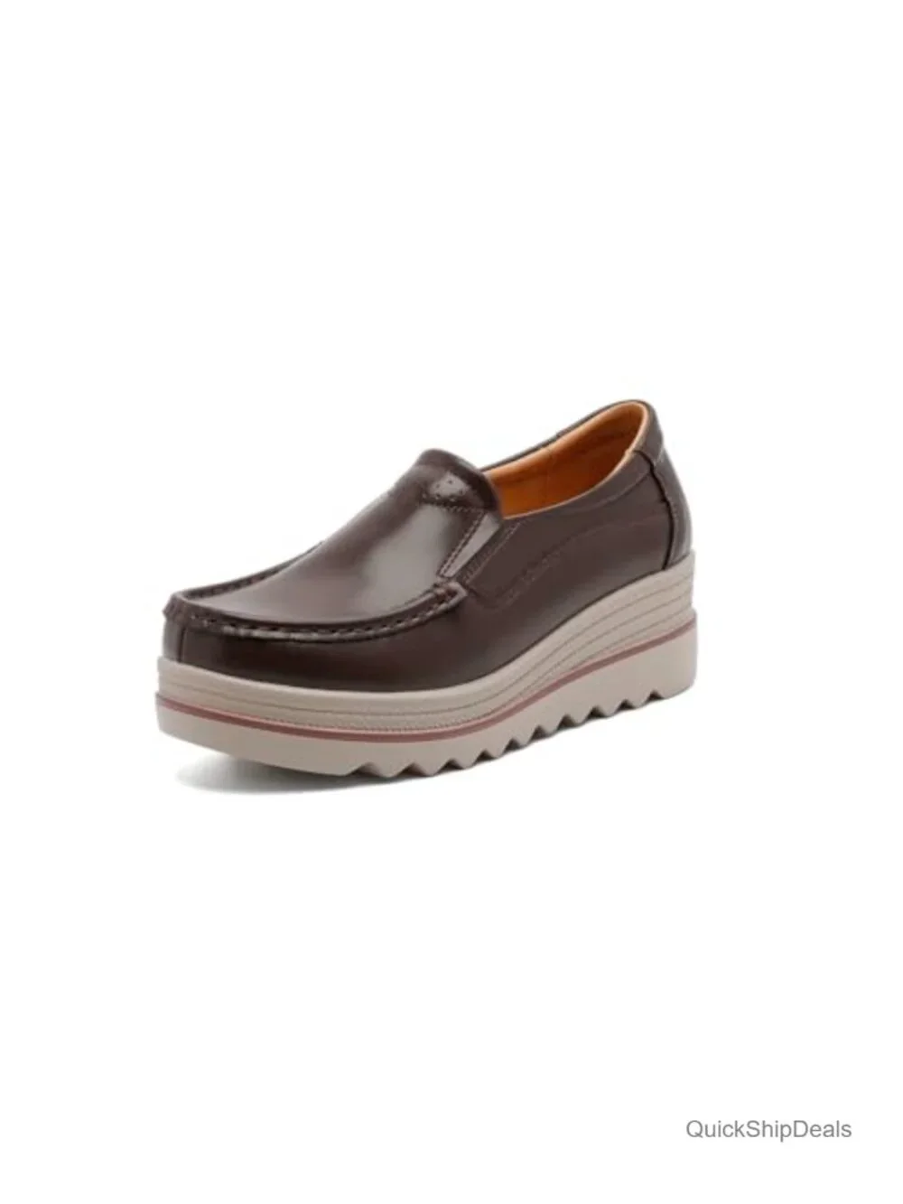 Women's Platform Loafers Slip-On Faux Leather Cushioned Work Shoes